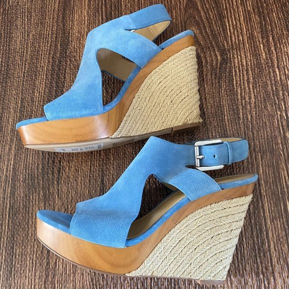 Michael Kors Josephine Blue Suede Platform Wedge - Picture 7 of 13